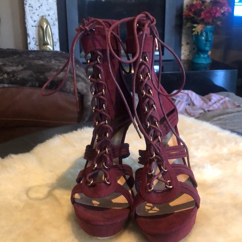 Sky-High Burgundy Stilettos